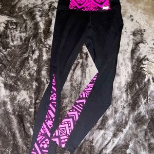 PINK Victoria's Secret black leggings with pink Aztec design
